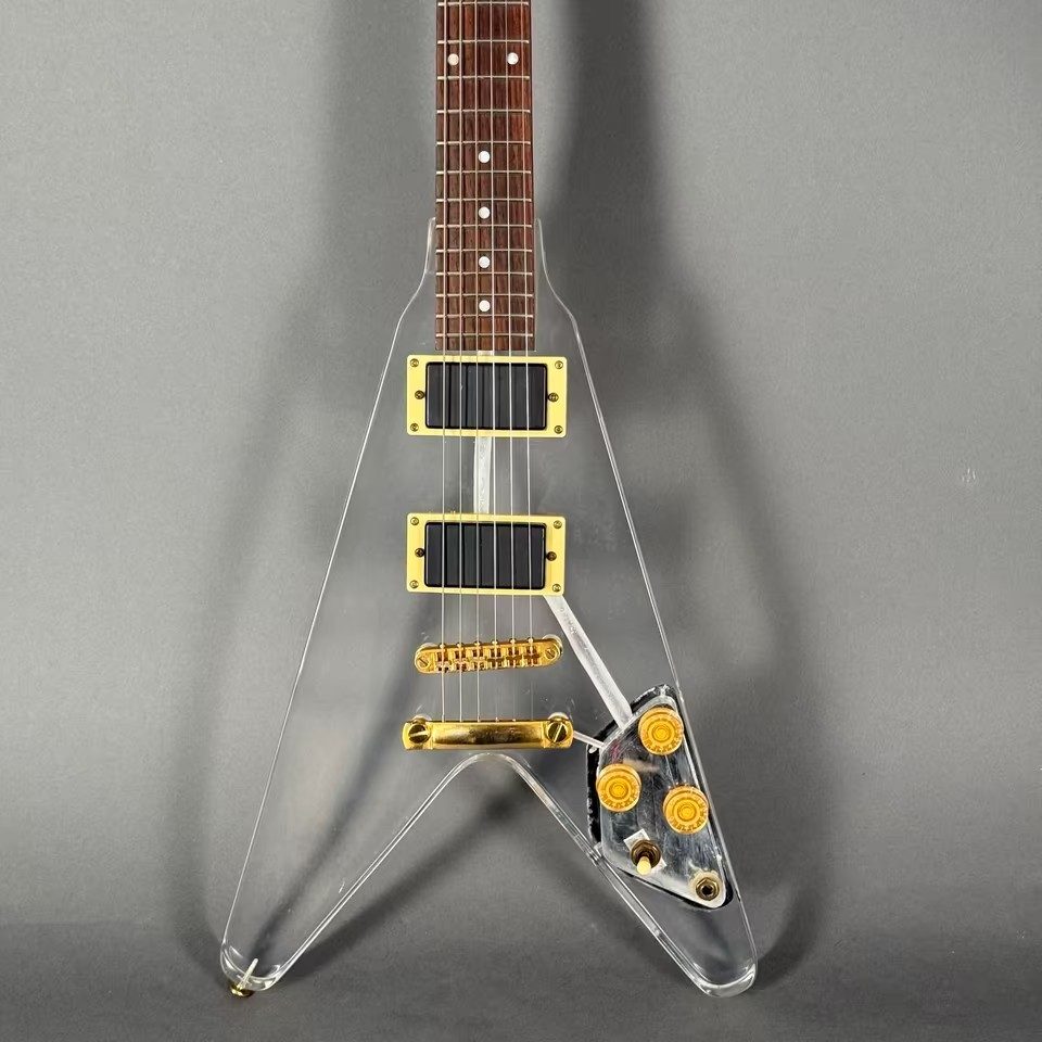 Infinity Acryl Flying V Gitarre Showguitar 2 Humbucker